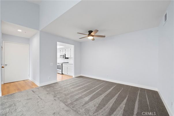 Empty room, Interior, Kitchen, Recessed Lighting, Wood Texture Flooring