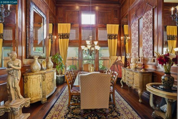 Chandelier, Dining room, Interior, Wood Texture Flooring, Wooden Walls