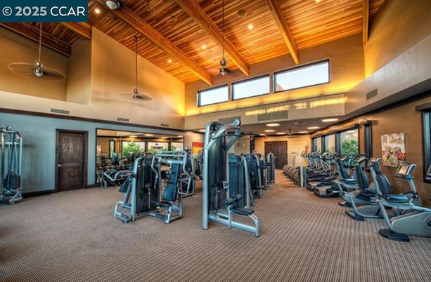 Fitness Equipment, Gym, Interior, Recessed Lighting, Wooden Beams, Wooden Ceilings