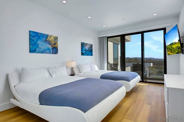 Bedroom, Interior, Recessed Lighting, Water, Wood Texture Flooring