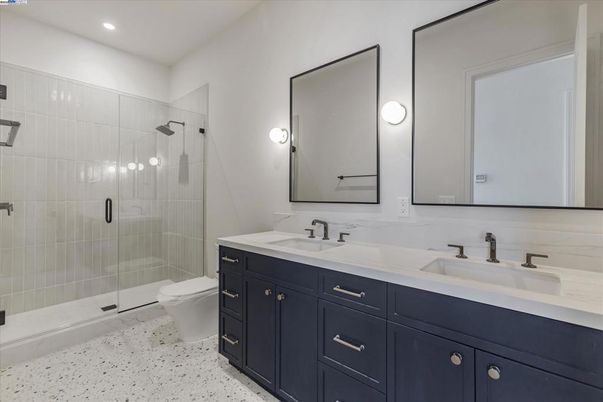 Bathroom, Dual Sink Vanities, Glass Shower, Interior, Recessed Lighting