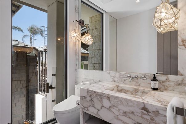 Bathroom, Glass Shower, Interior, Pendant Lights