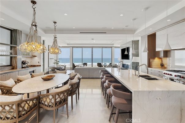 Dining room, Interior, Kitchen, Pendant Lights, Recessed Lighting, Stainless Steel Appliances, Water