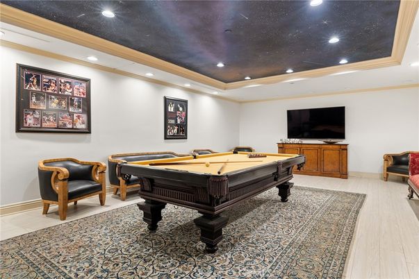 Billiard Table, Game Room, Interior, Recessed Lighting