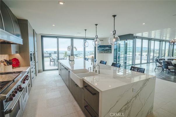 Chandelier, Dining room, Interior, Kitchen, Pendant Lights, Recessed Lighting, Stainless Steel Appliances, Water