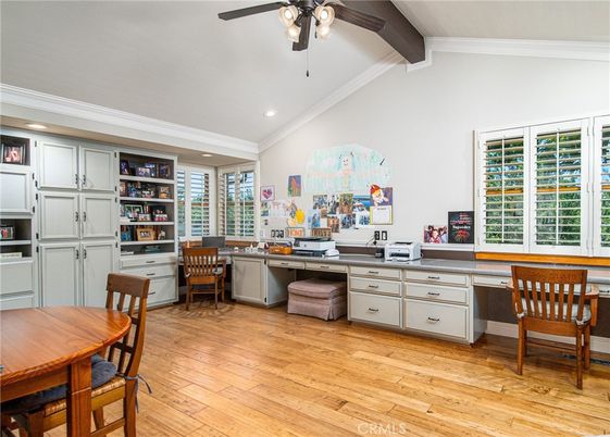 Home Office, Interior, Recessed Lighting, Wood Texture Flooring