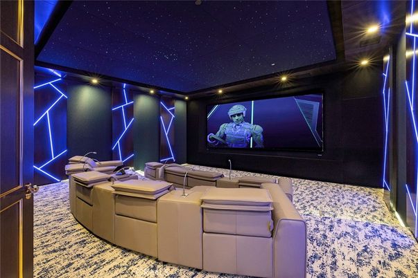 Home Theatre Room, Interior, Projection Screen, Recessed Lighting, Theatre Room