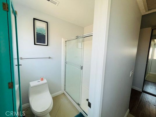 Bathroom, Glass Shower, Interior, Wood Texture Flooring
