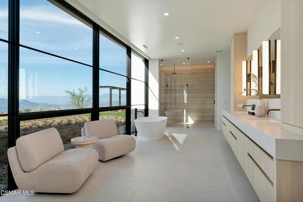 Bathroom, Dual Sink Vanities, Free Standing Baths, Glass Shower, Interior, Recessed Lighting