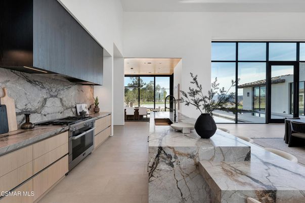 Interior, Kitchen, Marble Walls, Stainless Steel Appliances, Water