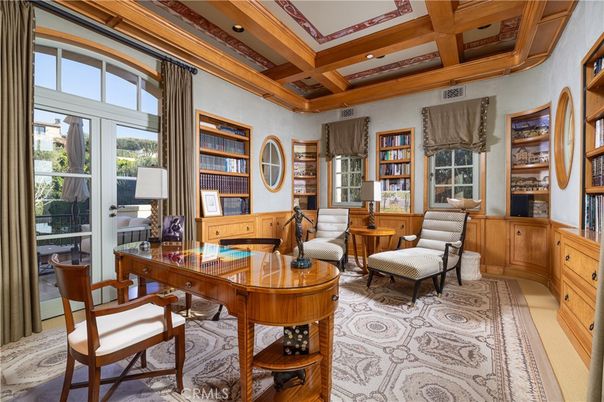 Home Office, Interior, Recessed Lighting, Wooden Beams