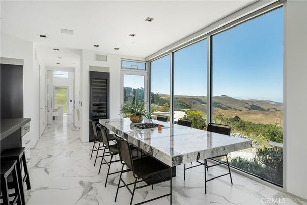 Dining room, Interior, Marble, Recessed Lighting