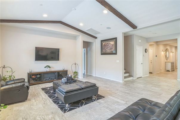 Interior, Living room, Recessed Lighting, Wooden Beams