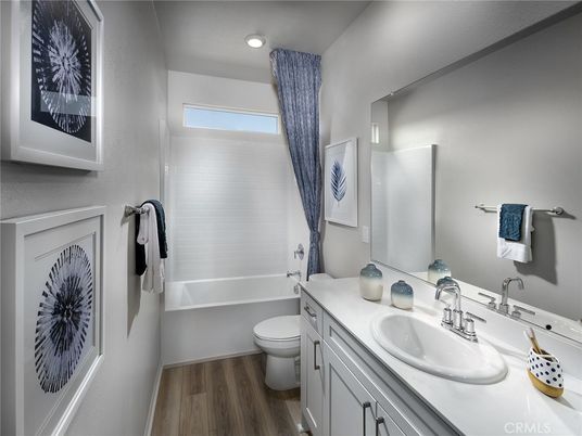 Bathroom, Interior, Recessed Lighting, Wood Texture Flooring