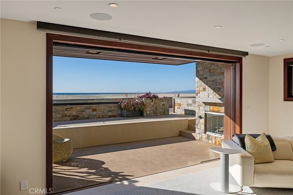Fireplace, Interior, Recessed Lighting, Stone Walls, Water