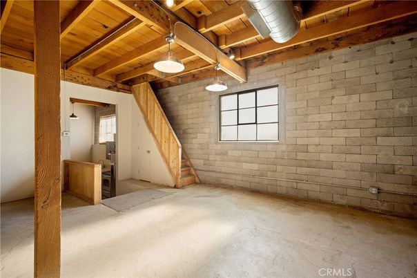 Empty room, Interior, Pendant Lights, Stone Walls, Wooden Beams, Wooden Ceilings