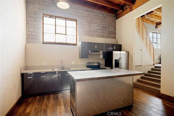 Interior, Kitchen, Pendant Lights, Stainless Steel Appliances, Stone Walls, Wooden Beams, Wooden Ceilings, Wood Texture Flooring
