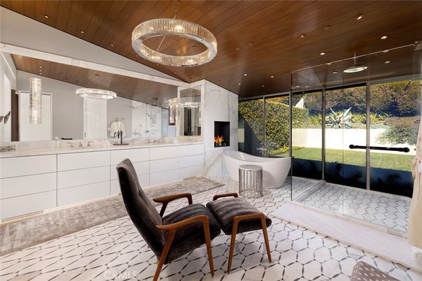 Fireplace, Interior, Pendant Lights, Recessed Lighting, Wooden Ceilings