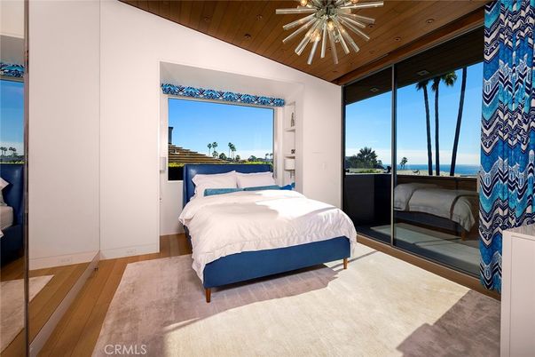 Bedroom, Interior, Recessed Lighting, Water, Wooden Ceilings, Wood Texture Flooring