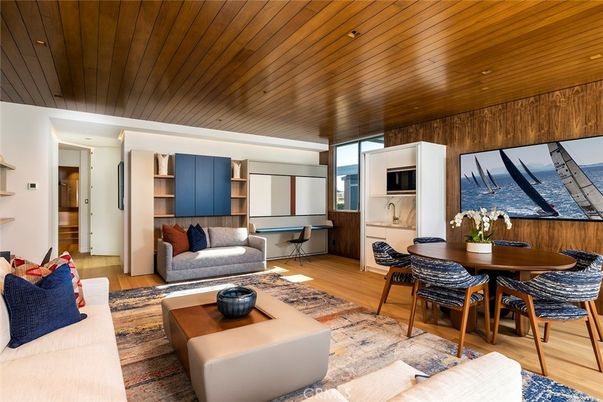 Dining room, Interior, Living room, Recessed Lighting, Wooden Ceilings, Wood Texture Flooring, Wooden Walls
