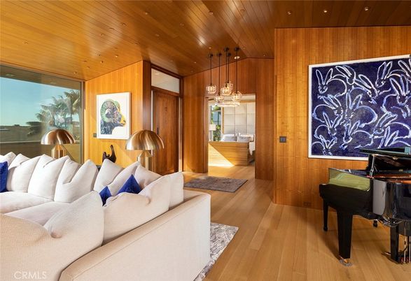 Interior, Living room, Piano, Recessed Lighting, Wooden Ceilings, Wood Texture Flooring, Wooden Walls