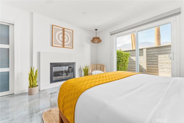 Bedroom, Fireplace, Interior, Pendant Lights