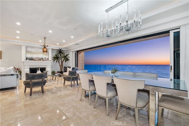 Dining room, Fireplace, Interior, Living room, Pendant Lights, Recessed Lighting, Water