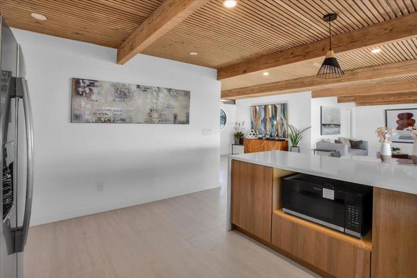 Interior, Kitchen, Pendant Lights, Recessed Lighting, Wooden Beams, Wooden Ceilings, Wood Texture Flooring