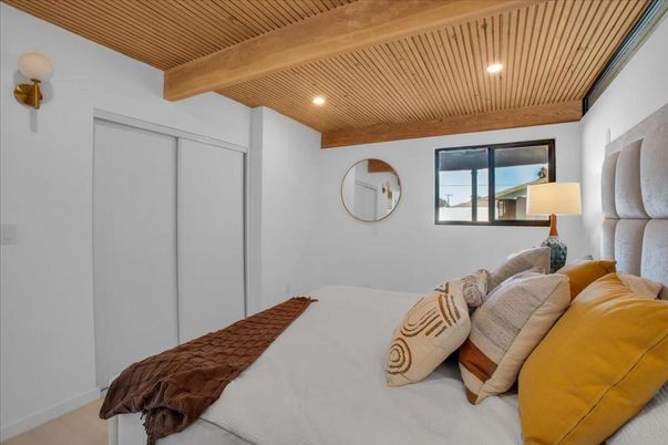 Bedroom, Interior, Recessed Lighting, Wooden Beams