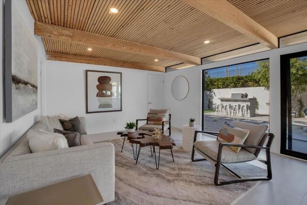 Interior, Living room, Recessed Lighting, Wooden Beams, Wooden Ceilings