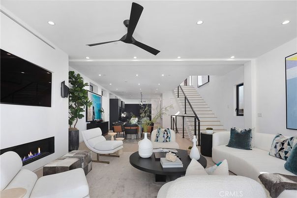 Dining room, Fireplace, Interior, Living room, Recessed Lighting