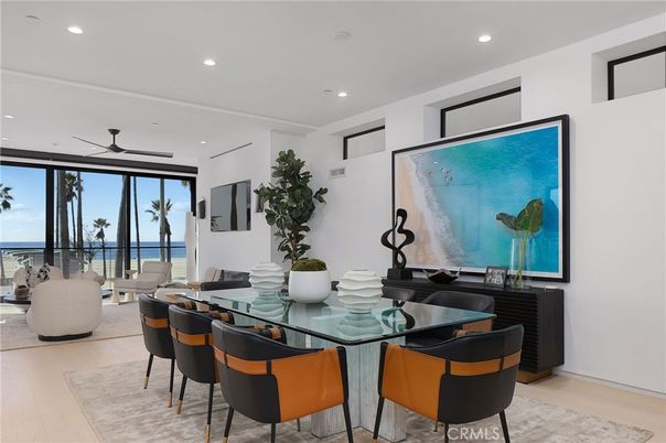 Dining room, Interior, Living room, Recessed Lighting, Wood Texture Flooring