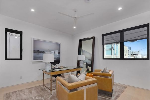 Home Office, Interior, Recessed Lighting, Wood Texture Flooring
