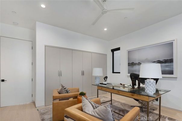 Home Office, Interior, Recessed Lighting, Wood Texture Flooring