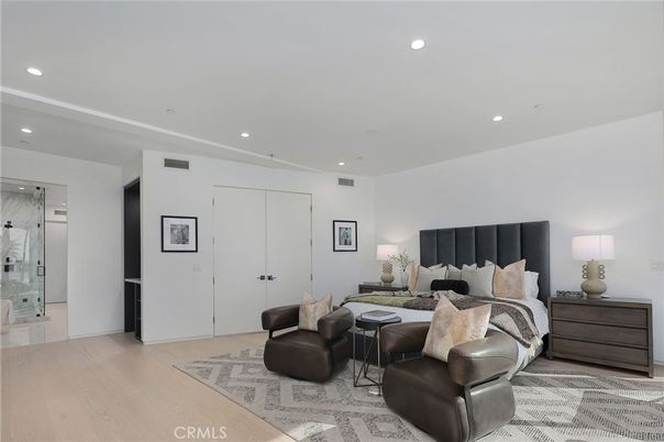 Bedroom, Interior, Living room, Recessed Lighting, Wood Texture Flooring