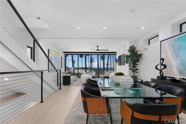 Dining room, Interior, Living room, Recessed Lighting, Water, Wood Texture Flooring