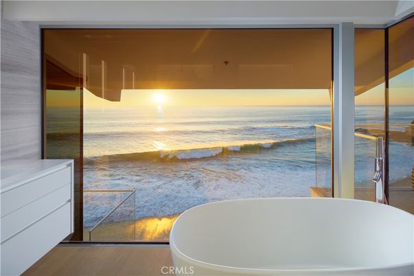 Bathroom, Free Standing Baths, Interior, Water, Wood Texture Flooring