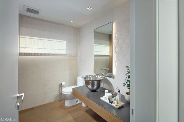 Bathroom, Interior, Recessed Lighting, Wood Texture Flooring