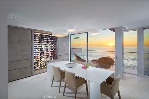 Dining room, Interior, Pendant Lights, Water, Wine Storage