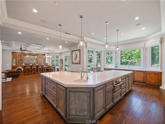 Dining room, Interior, Kitchen, Living room, Pendant Lights, Recessed Lighting, Wood Texture Flooring