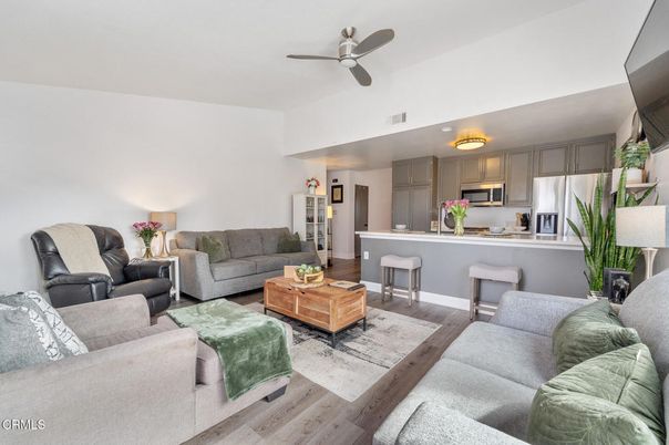 Interior, Kitchen, Living room, Stainless Steel Appliances, Wood Texture Flooring