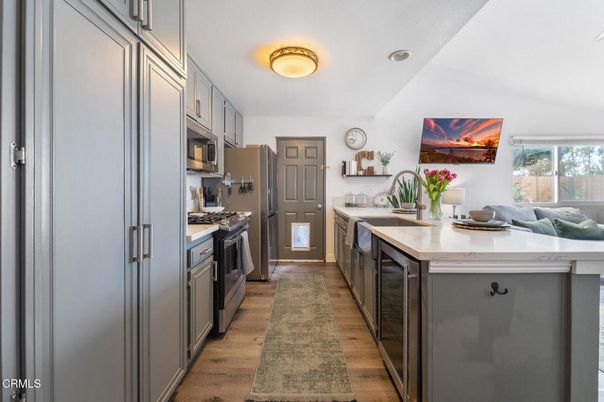 Interior, Kitchen, Recessed Lighting, Wood Texture Flooring