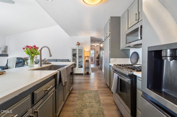 Interior, Kitchen, Stainless Steel Appliances, Wood Texture Flooring