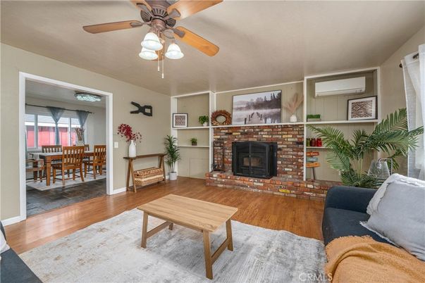 Dining room, Fireplace, Interior, Wood Texture Flooring