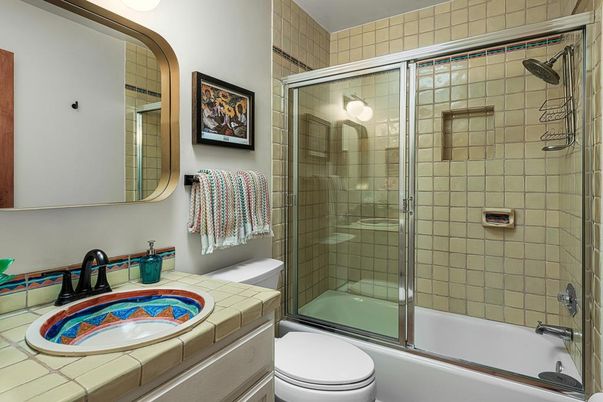 Bathroom, Glass Shower, Interior, Tile Countertops