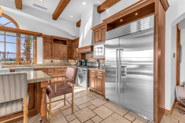 Interior, Kitchen, Recessed Lighting, Stainless Steel Appliances, Wooden Beams