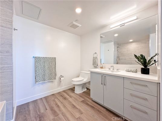 Bathroom, Interior, Recessed Lighting, Wood Texture Flooring