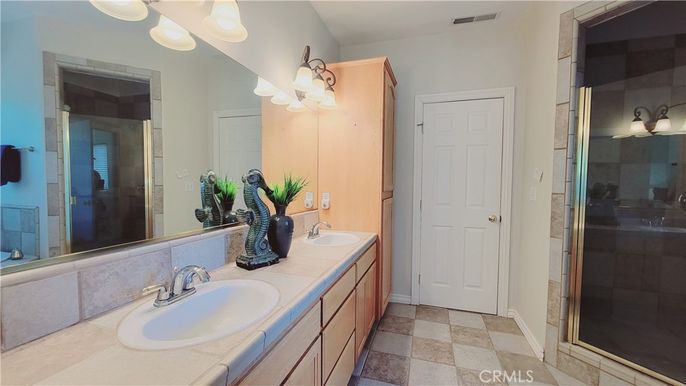 Bathroom, Dual Sink Vanities, Glass Shower, Interior, Tile Countertops