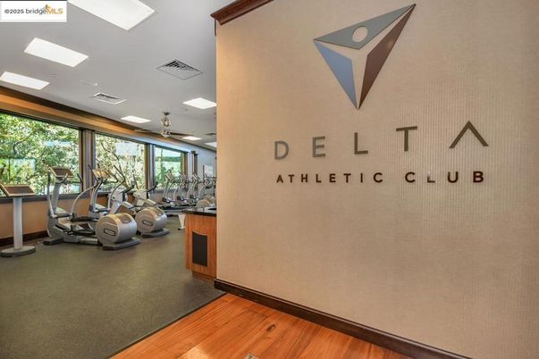 Fitness Equipment, Gym, Interior, Recessed Lighting, Wood Texture Flooring