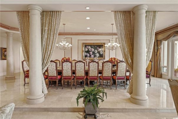 Chandelier, Dining room, Interior, Recessed Lighting